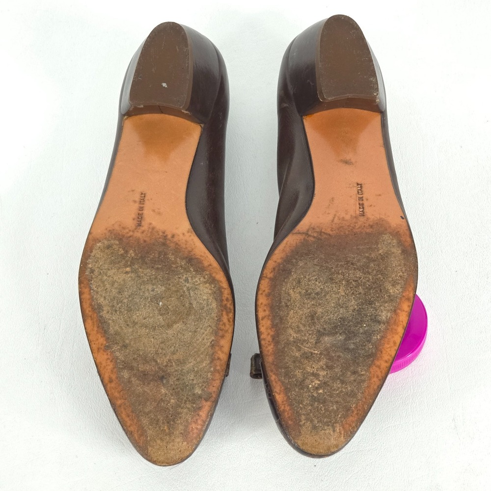 Salvatore Ferragamo Croc Embossed Leather Pumps 6B Gancini Low Kitten Heel Italy - Picture 9 of 11